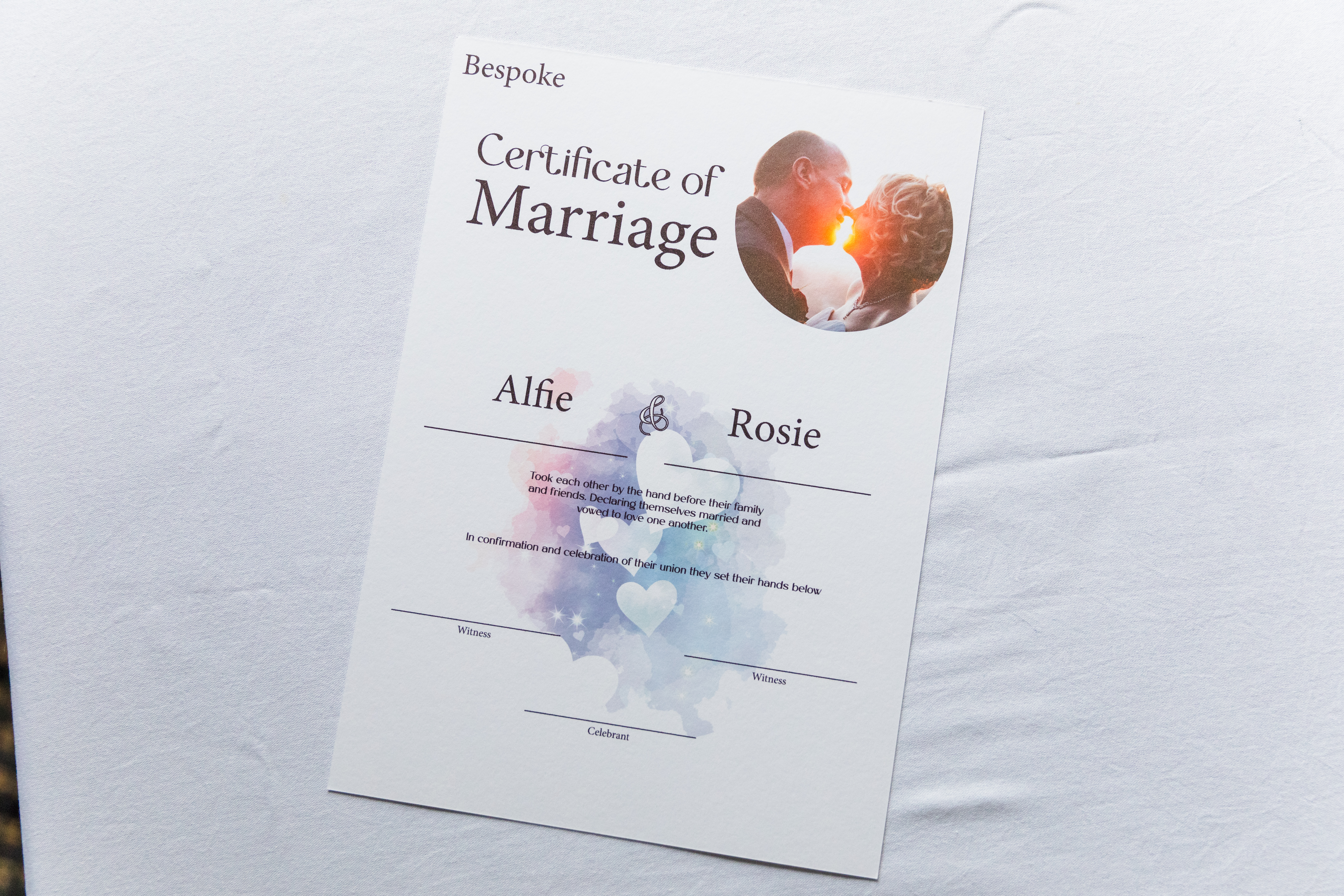 Personalised Wedding Certificate | Unique Ceremonial Documentation