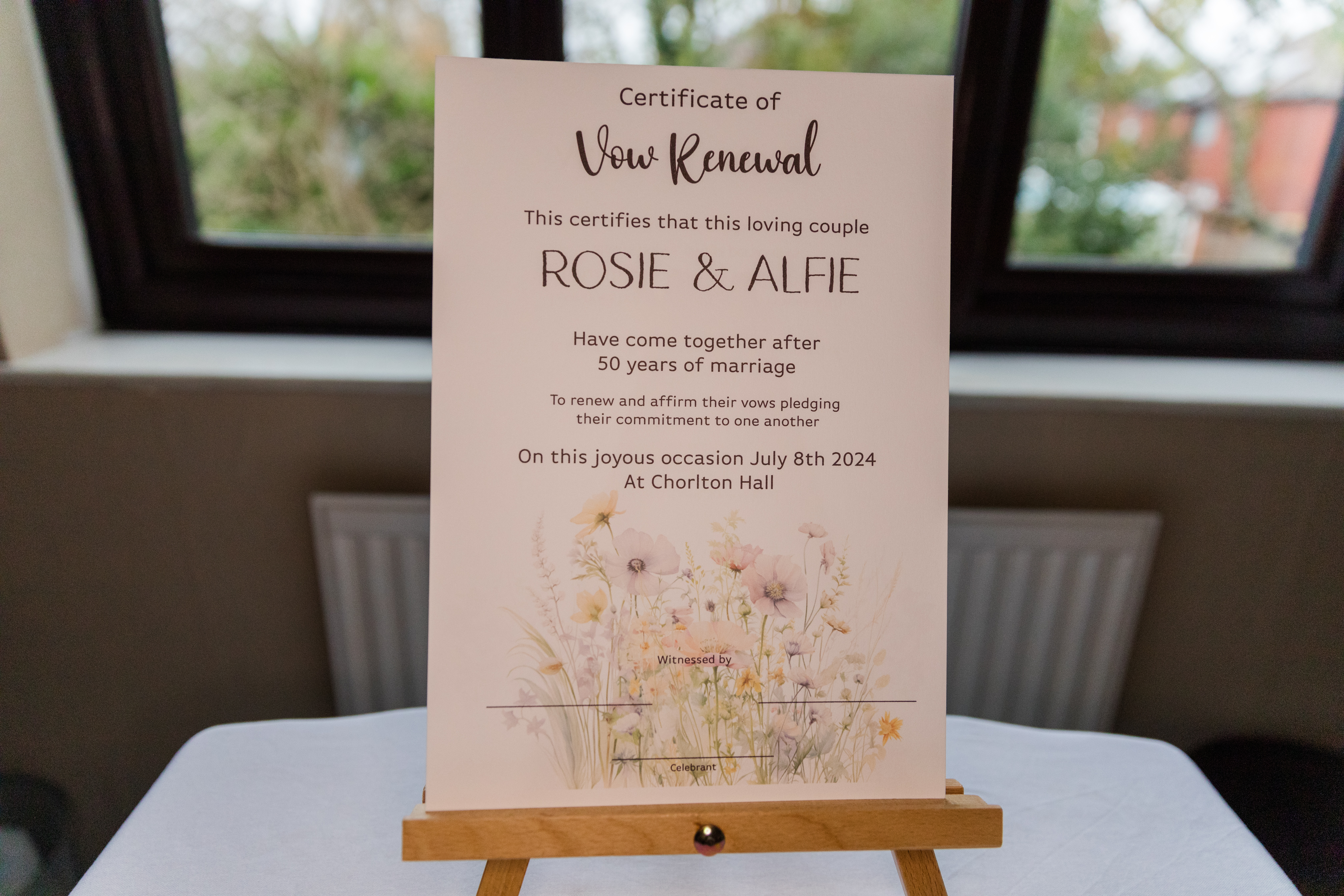 Romantic Wedding Vow Renewal Certificate – Customisable & Timeless