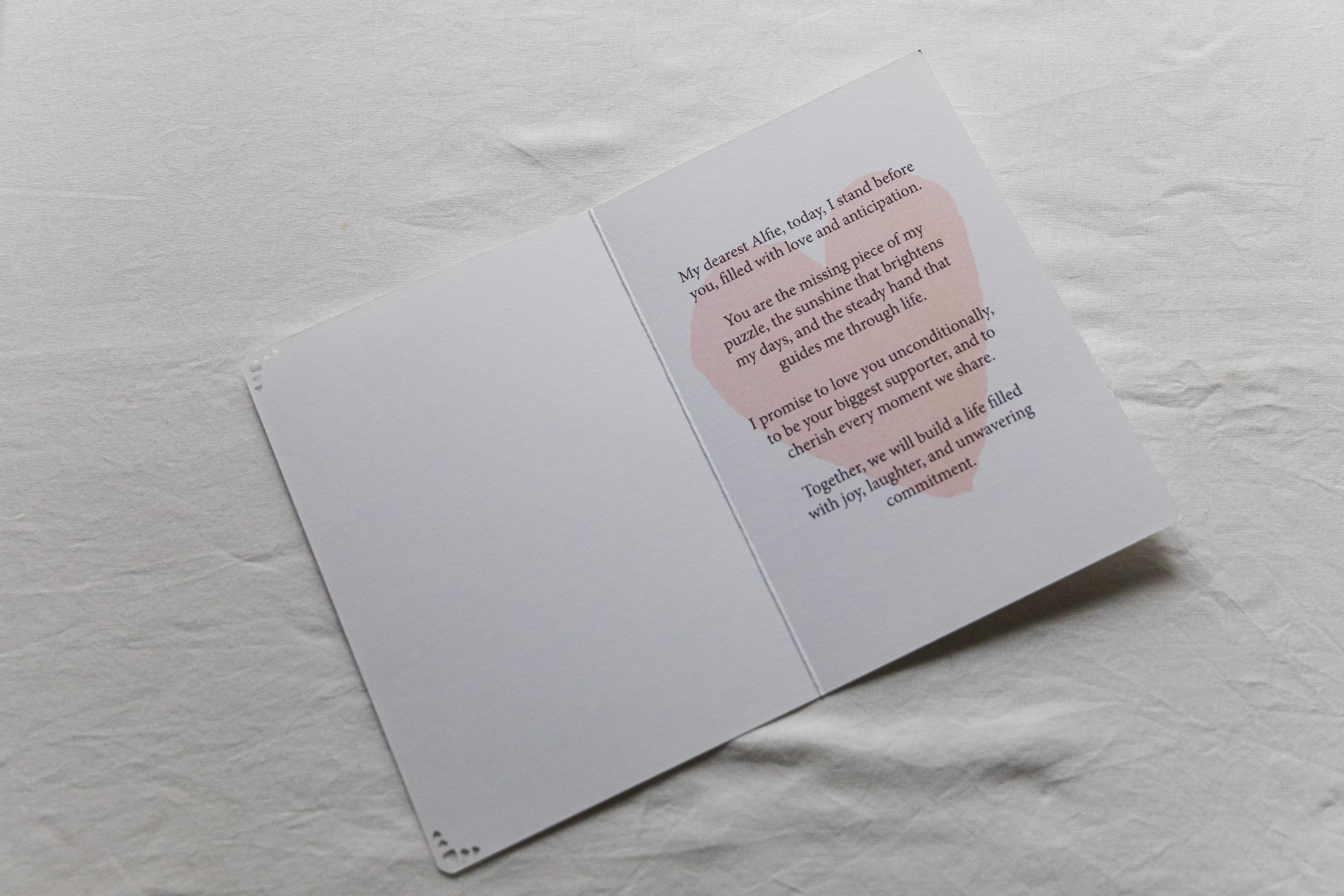 Handcrafted vows tailored to your love story, elegantly presented.