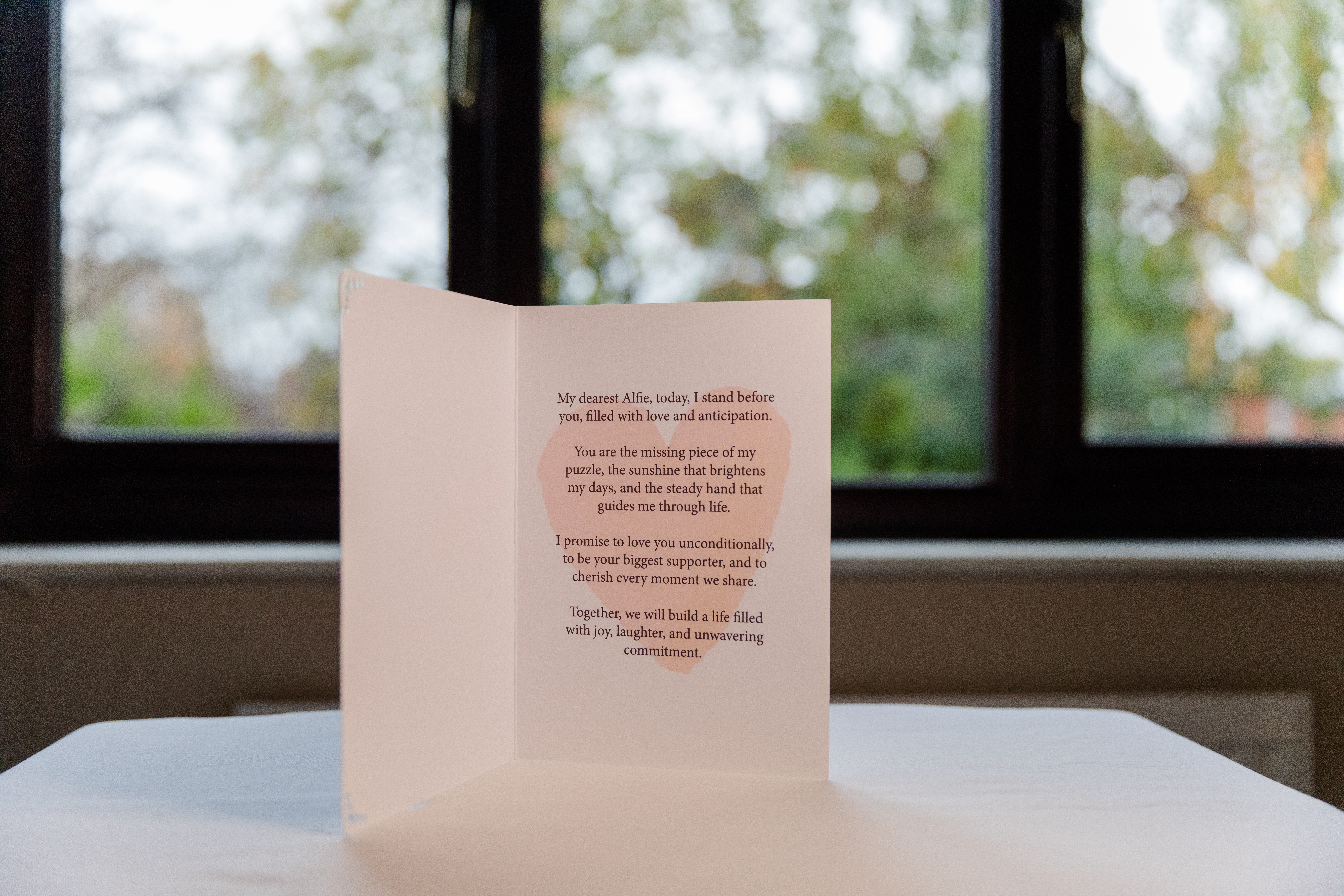 Handcrafted vows tailored to your love story, elegantly presented.