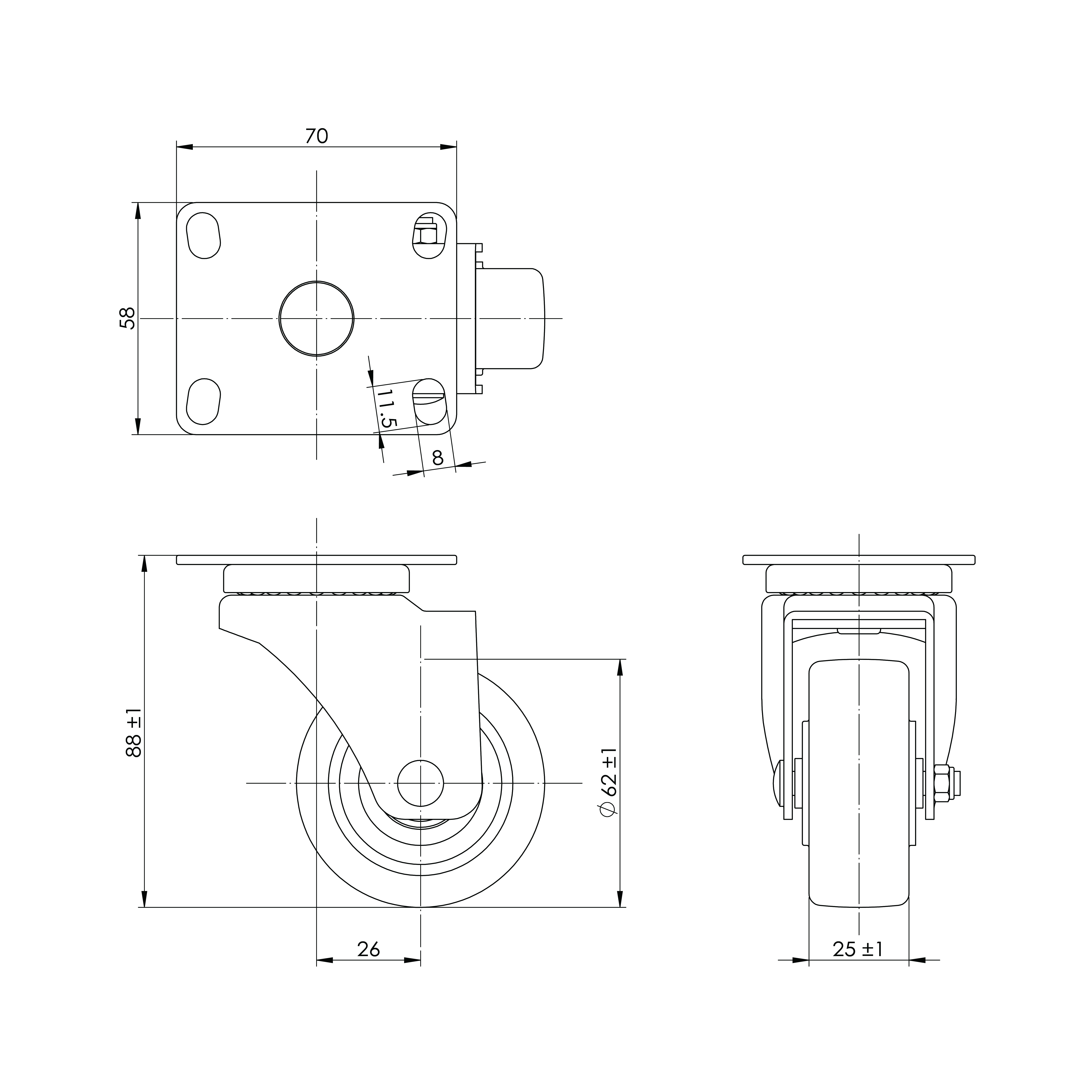 2-1/2" TPR活動輪 <另有 三分粗牙 四分粗牙>