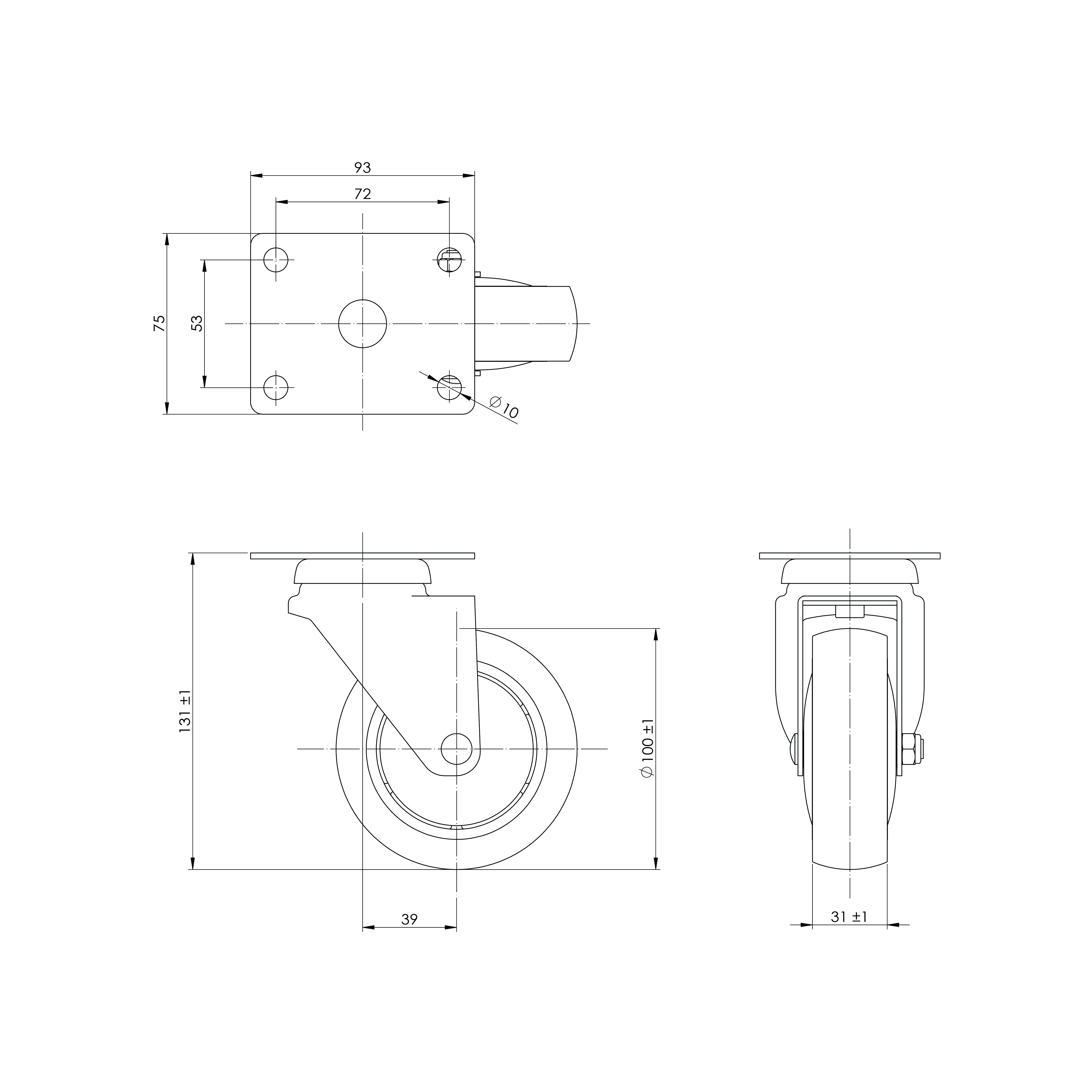 4"TPR活動輪 <另有四分粗牙 五分粗牙>