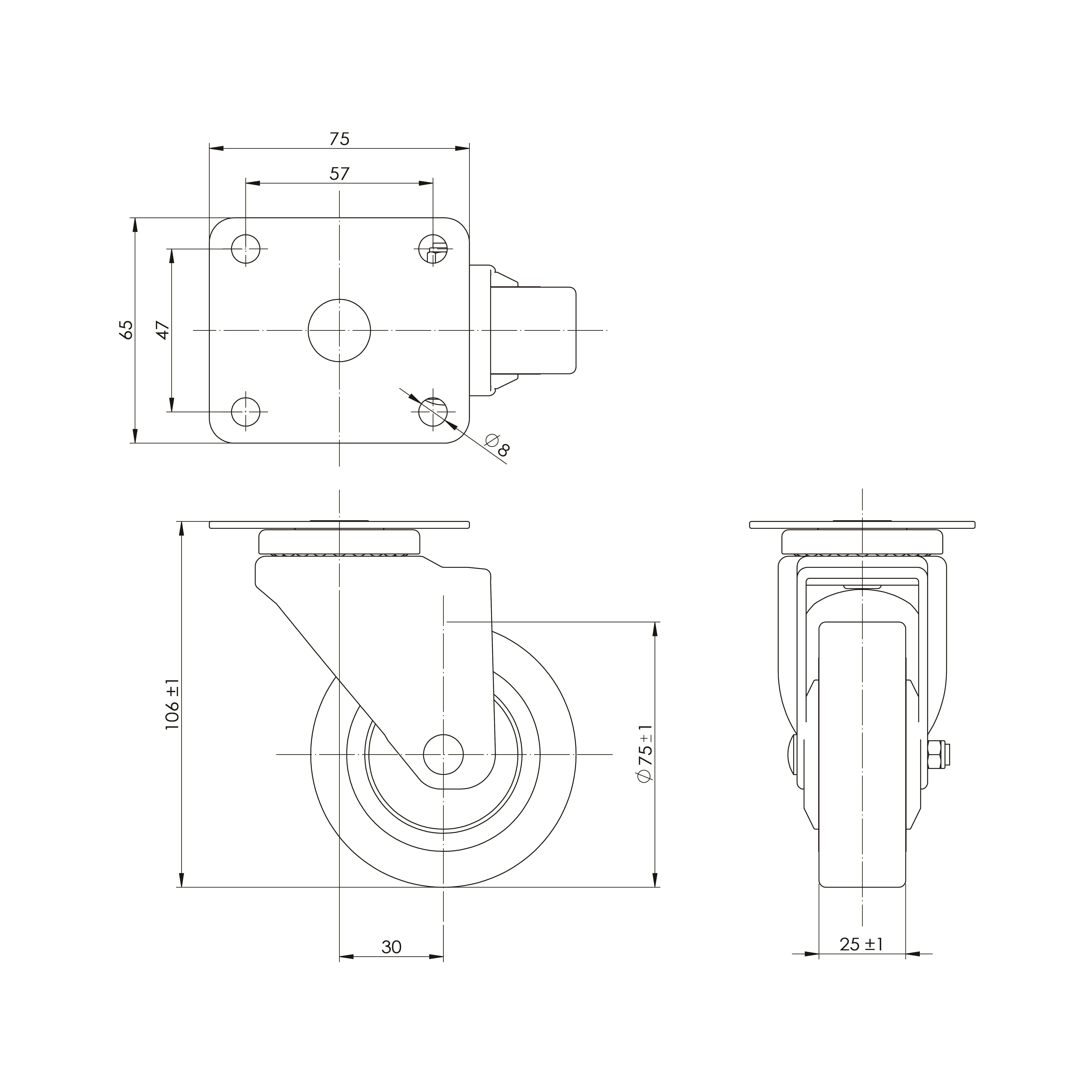 3"TPR 活動輪 <另有 三分粗牙 四分粗牙>