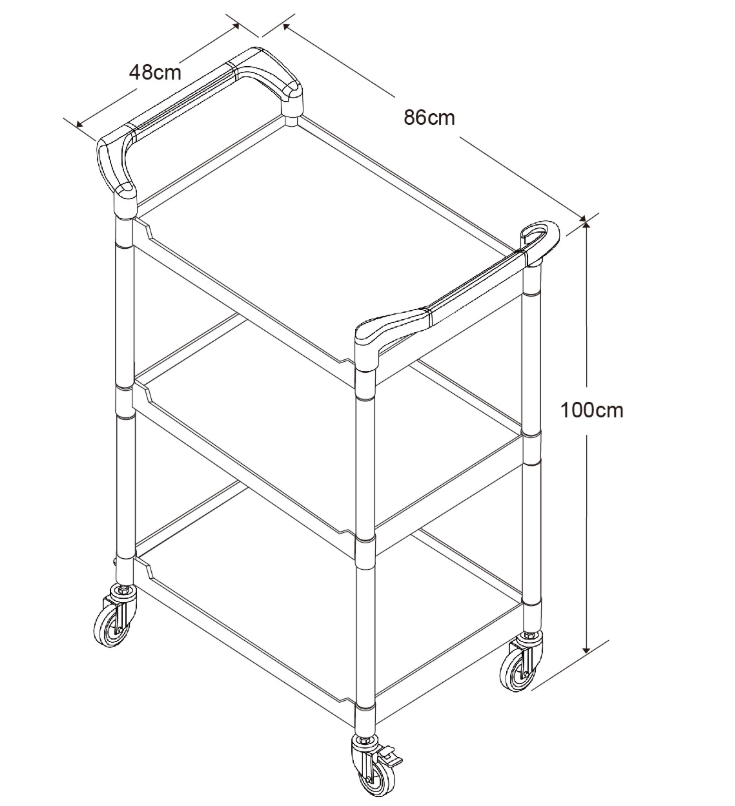RA-808A 4"TPR輪三層塑膠多功能車 (小) 