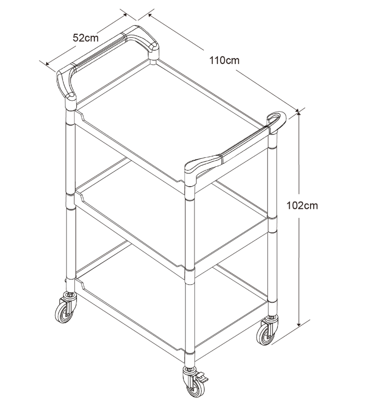 RA-808LA 4"TPR輪三層塑膠多功能推車 (大) 