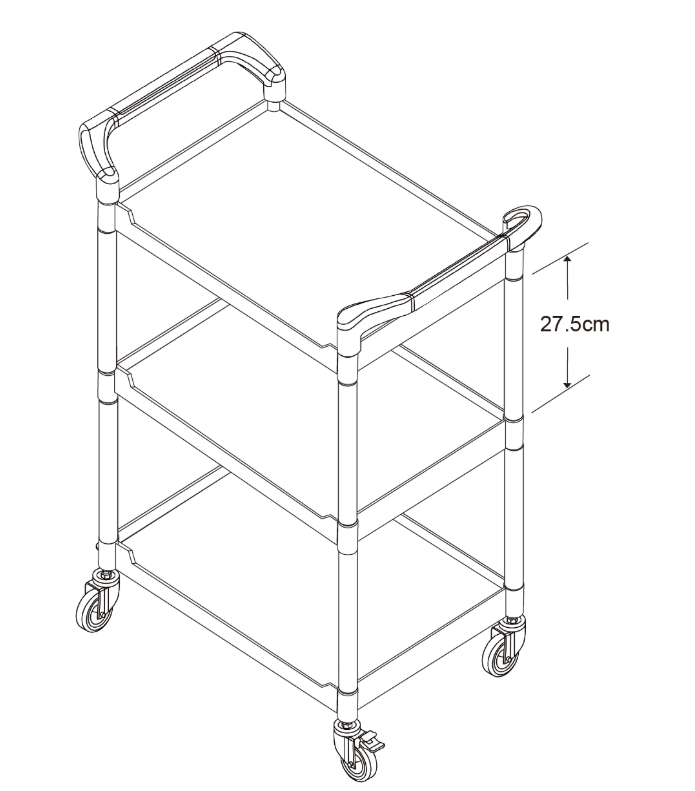 RA-808LA 4"TPR輪三層塑膠多功能推車 (大) 