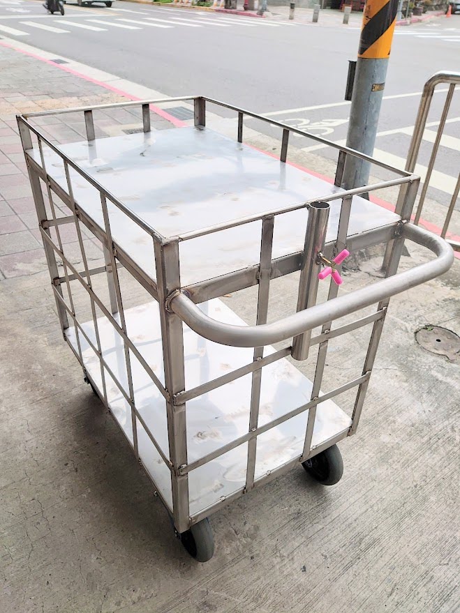 8"塑鋼煞車輪雙層白鐵推車