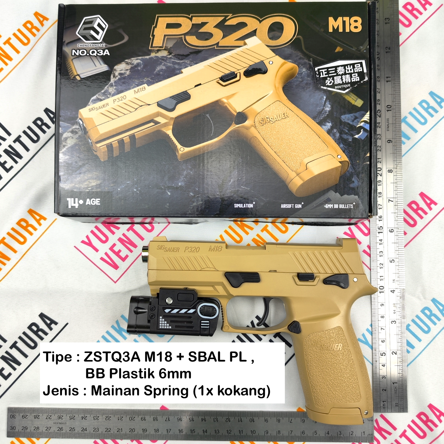 ZSTQ3AM18 , ZHENGSANGTAI Q3 M18 TAN Cokelat Gurun + SBAL PL SIG P320 M18 New Batch 2025