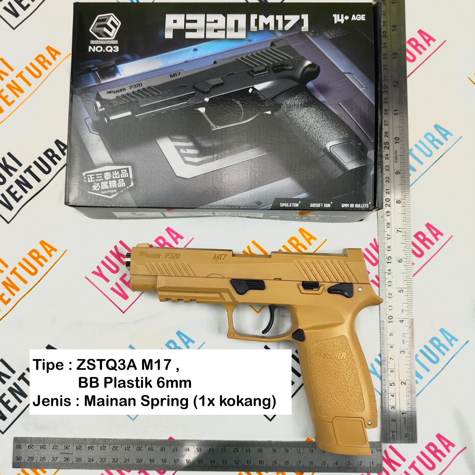 ZSTQ3AM17 ,  ZHENGSANGTAI Q3 M17 TAN Cokelat Gurun + SBAL PL SIG P320 M17 New Batch 2025