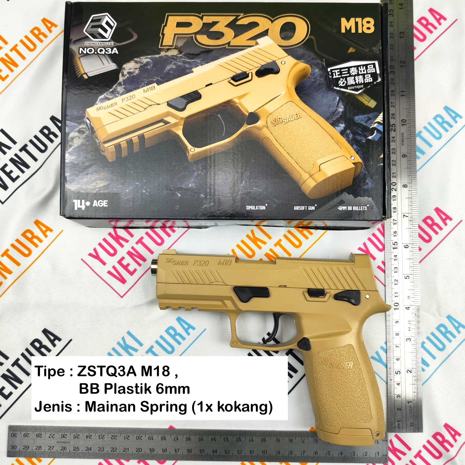 ZSTQ3AM18 ,  ZHENGSANGTAI Q3 M18 TAN Cokelat Gurun + SBAL PL SIG P320 M18 New Batch 2025