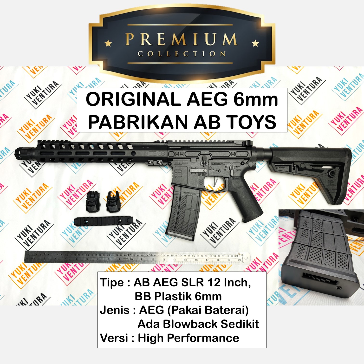 (LIMITED) ABAEGSLR, AB AEG M4 SLR 12 Inch ORIGINAL AEG 6mm PABRIKAN (Ada Blowback Sedikit) PREMIUM New Batch 2026