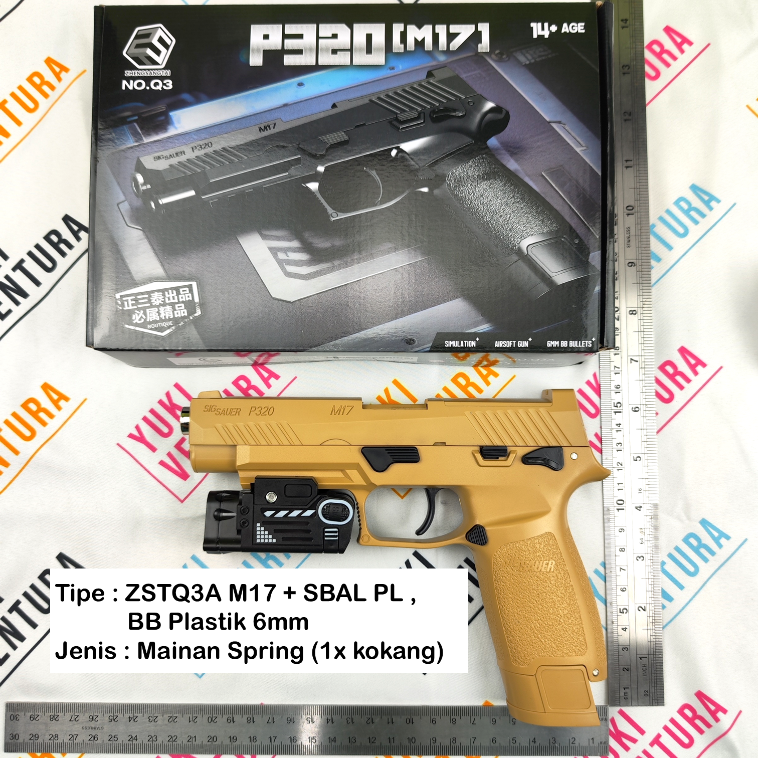 ZSTQ3AM17 , ZHENGSANGTAI Q3 M17 TAN Cokelat Gurun + SBAL PL SIG P320 M17 New Batch 2025