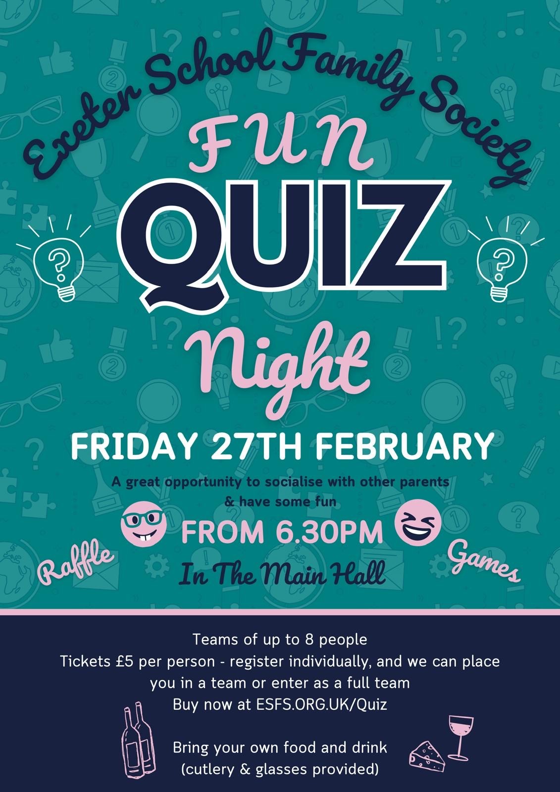 FUN QUIZ NIGHT - FRIDAY 27th FEBRUARY