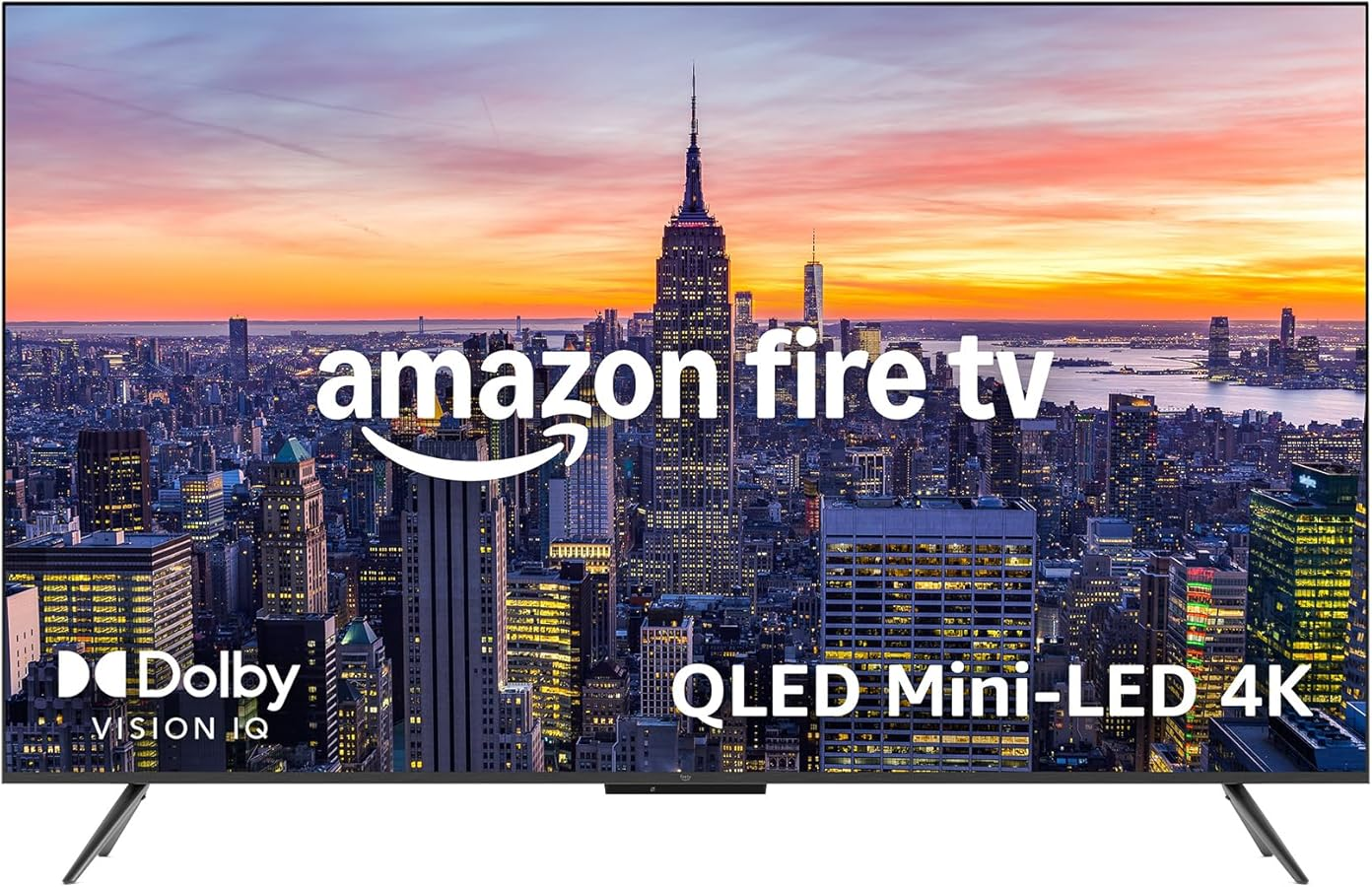 la télévision intelligente Amazon Fire TV série Omni mini-DEL , QDEL 4K UHD, Dolby Vision IQ, mode jeu de 144 Hz, expérience ambiante, mains libres avec Alexa, édition 2024