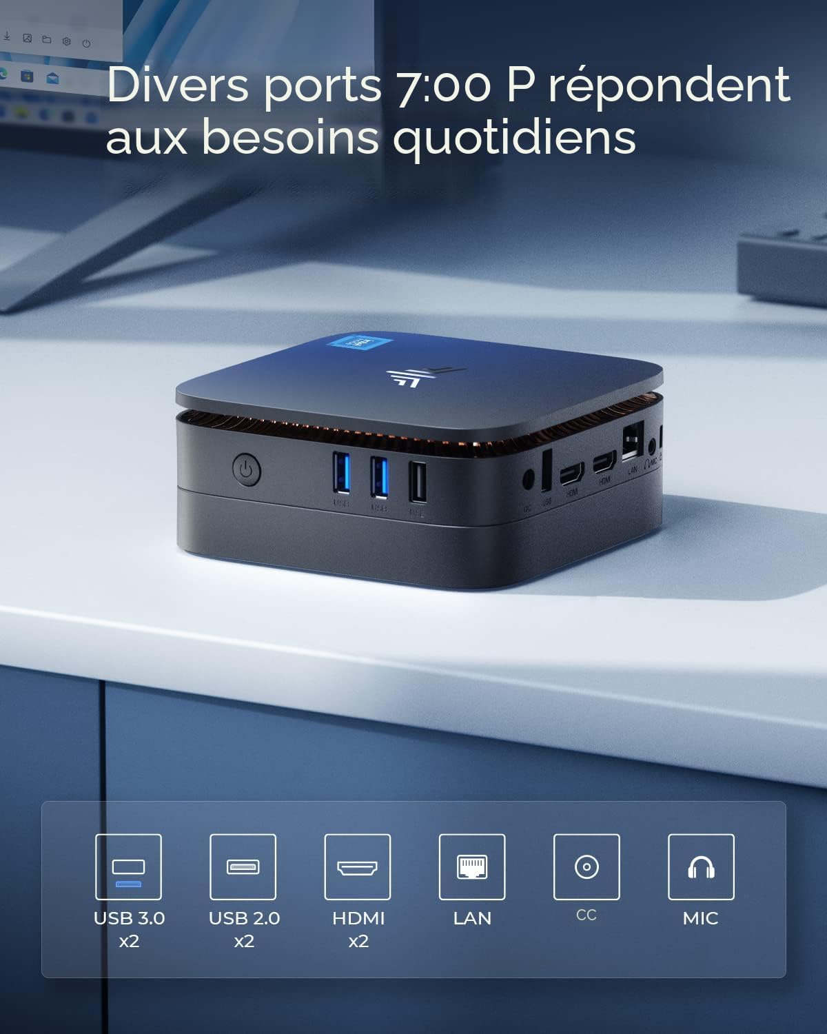 KAMRUI AK1PLUS Mini PC W-11 Pro, processeur N95 de 12e génération (jusqu'à 3,4 GHz), mini ordinateurs de bureau avec 16 Go de RAM 512 Go M.2 2,5" SSD, mini ordinateur prenant en charge double 4K UHD
