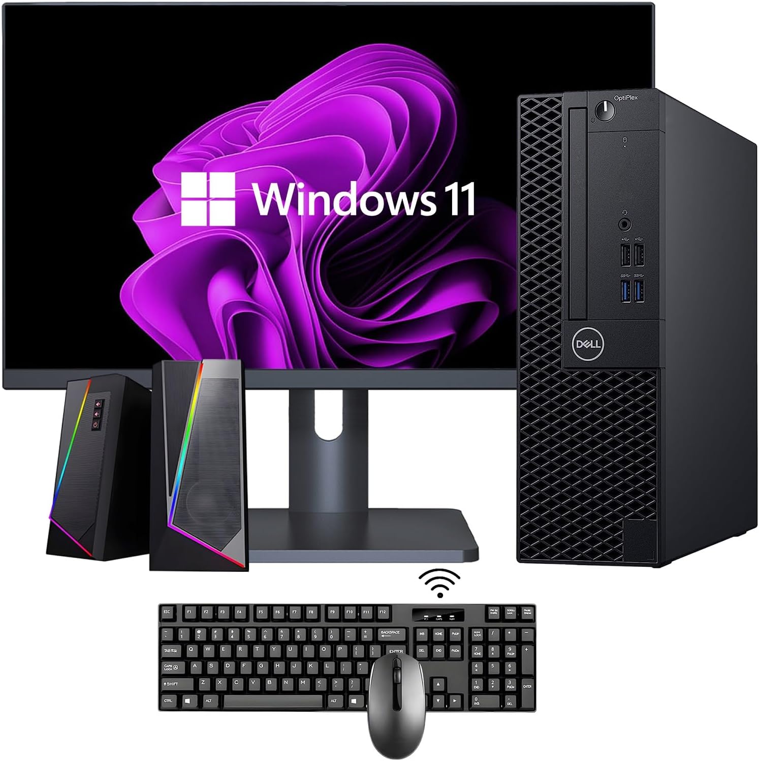 Dell Optiplex 3060 SFF Ordinateur de bureau professionnel, processeur Core i5 8e génération jusqu'à 4,1 GHz, moniteur FHD 27" avec haut-parleurs RVB, SSD, Windows 11 Pro