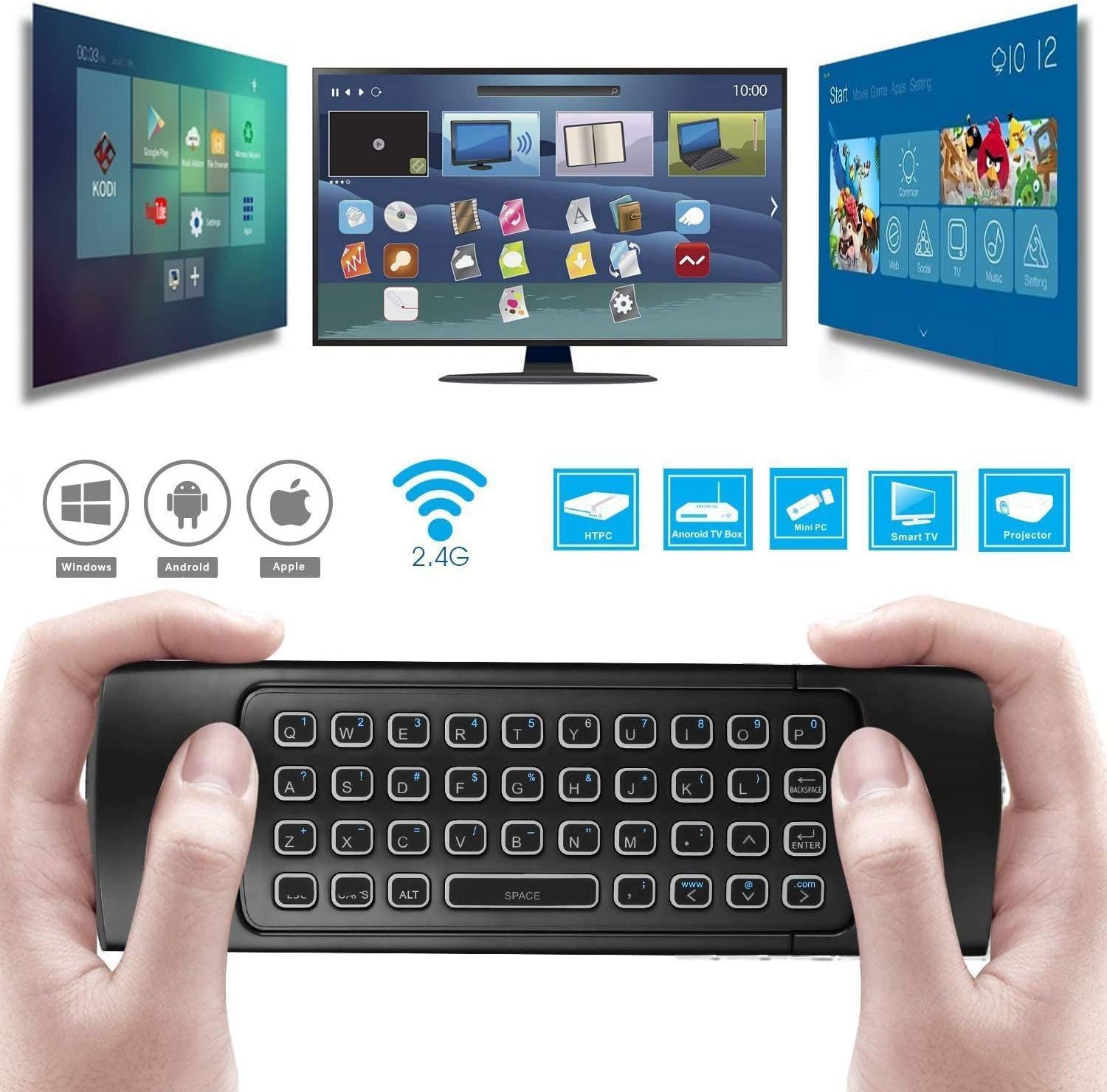 Air Mouse, MX3 Pro Voice Mini clavier, télécommande rétroéclairée, mini clavier sans fil et télécommande IR Learning Air Mouse compatible avec Raspberry Pi, Android TV Box, projecteur, HTPC, Windows