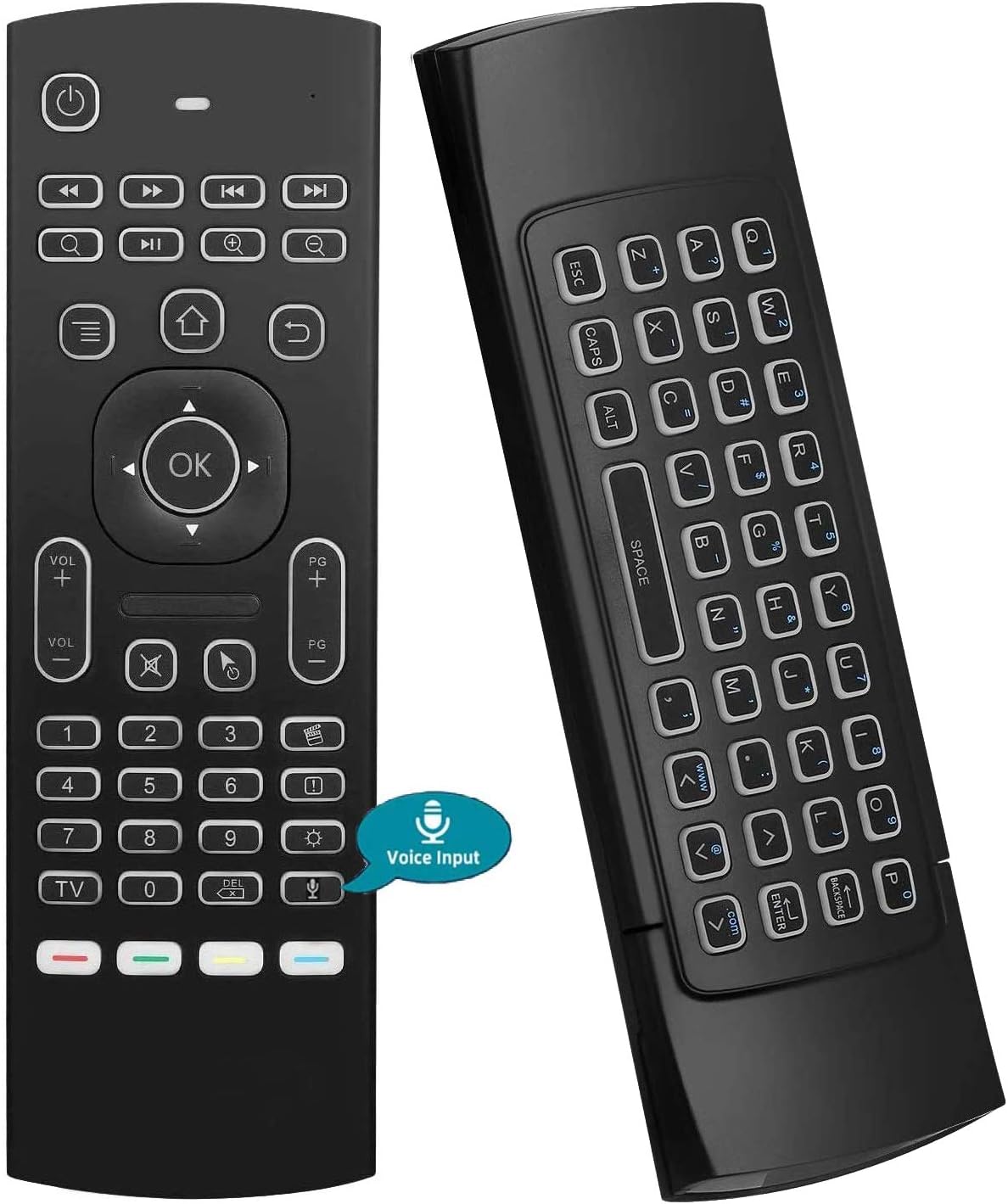 Air Mouse, MX3 Pro Voice Mini clavier, télécommande rétroéclairée, mini clavier sans fil et télécommande IR Learning Air Mouse compatible avec Raspberry Pi, Android TV Box, projecteur, HTPC, Windows