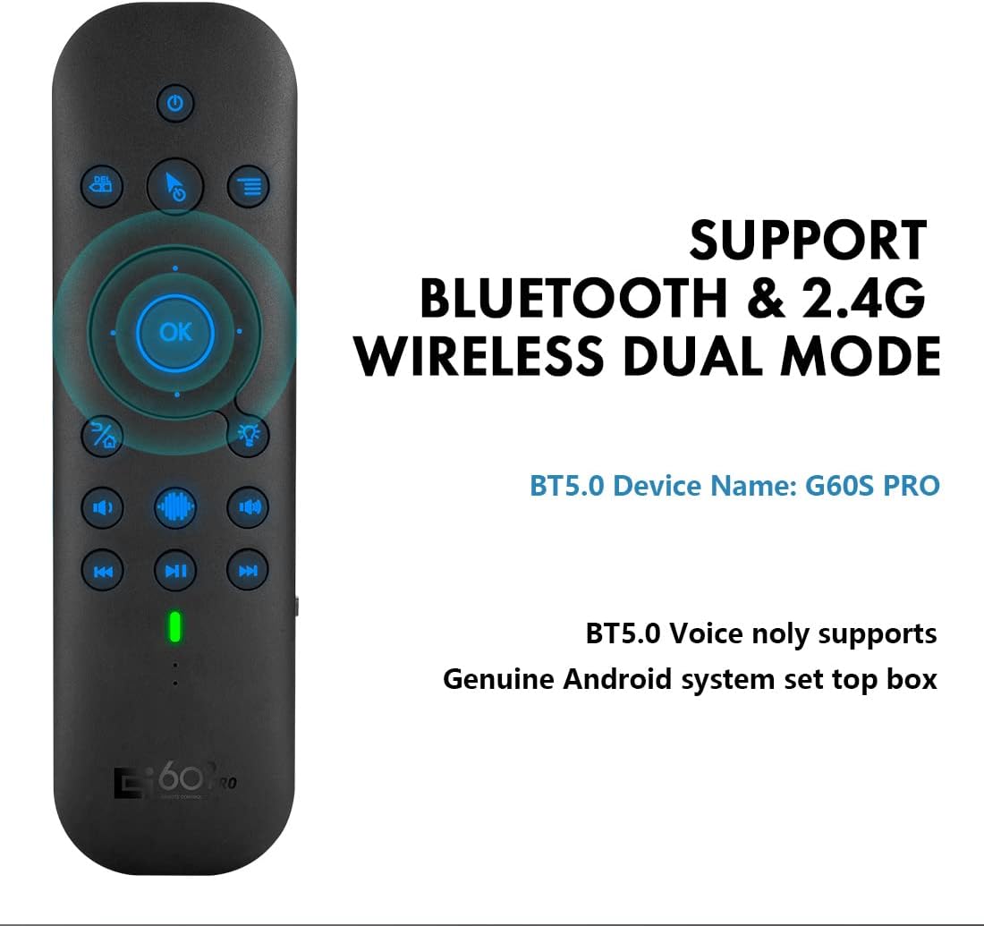 Télécommande vocale Bluetooth avec clavier, souris à air, rétroéclairée, rechargeable, 2,4 G WiFi/BT5.0 double mode, apprentissage infrarouge, compatible avec Nvidia Shield, PC, projecteur, Android TV