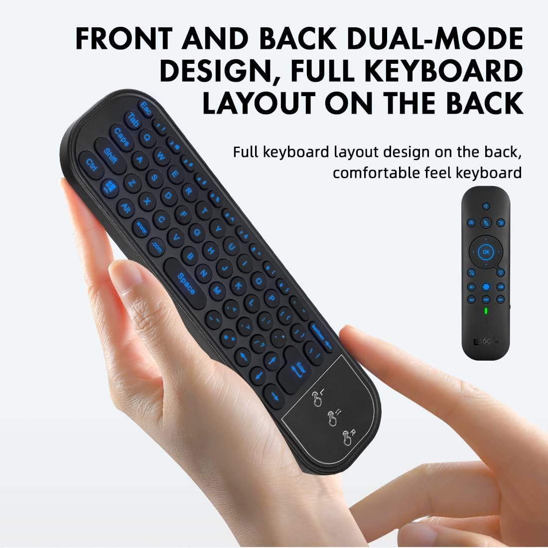 Télécommande vocale Bluetooth avec clavier, souris à air, rétroéclairée, rechargeable, 2,4 G WiFi/BT5.0 double mode, apprentissage infrarouge, compatible avec Nvidia Shield, PC, projecteur, Android TV