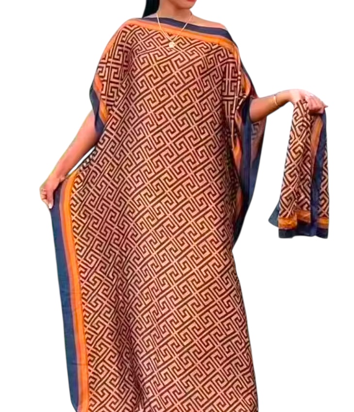 Geometric Patterned Kaftan Dress