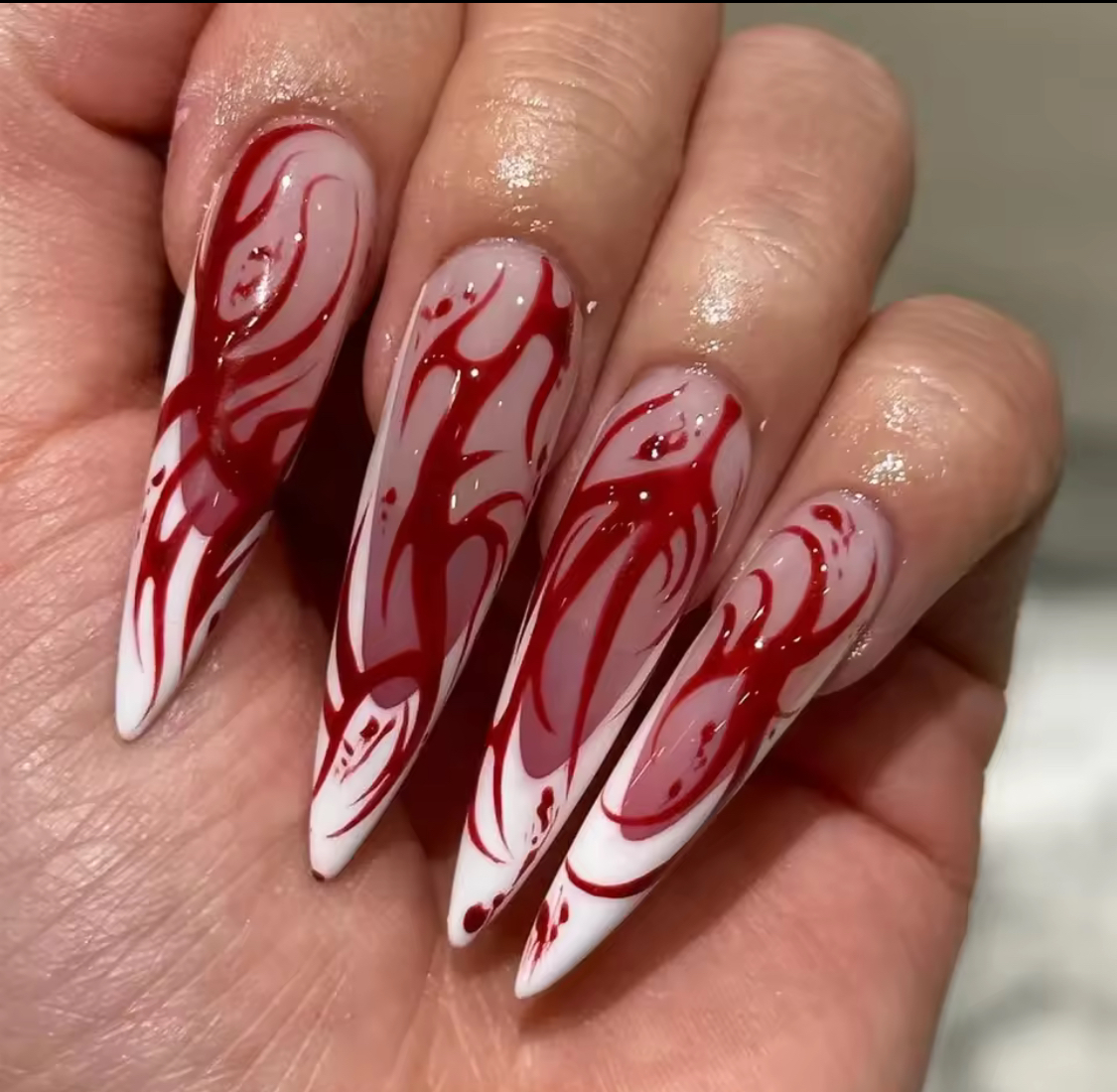 Gothic Blood Splatter Stiletto Nail Set