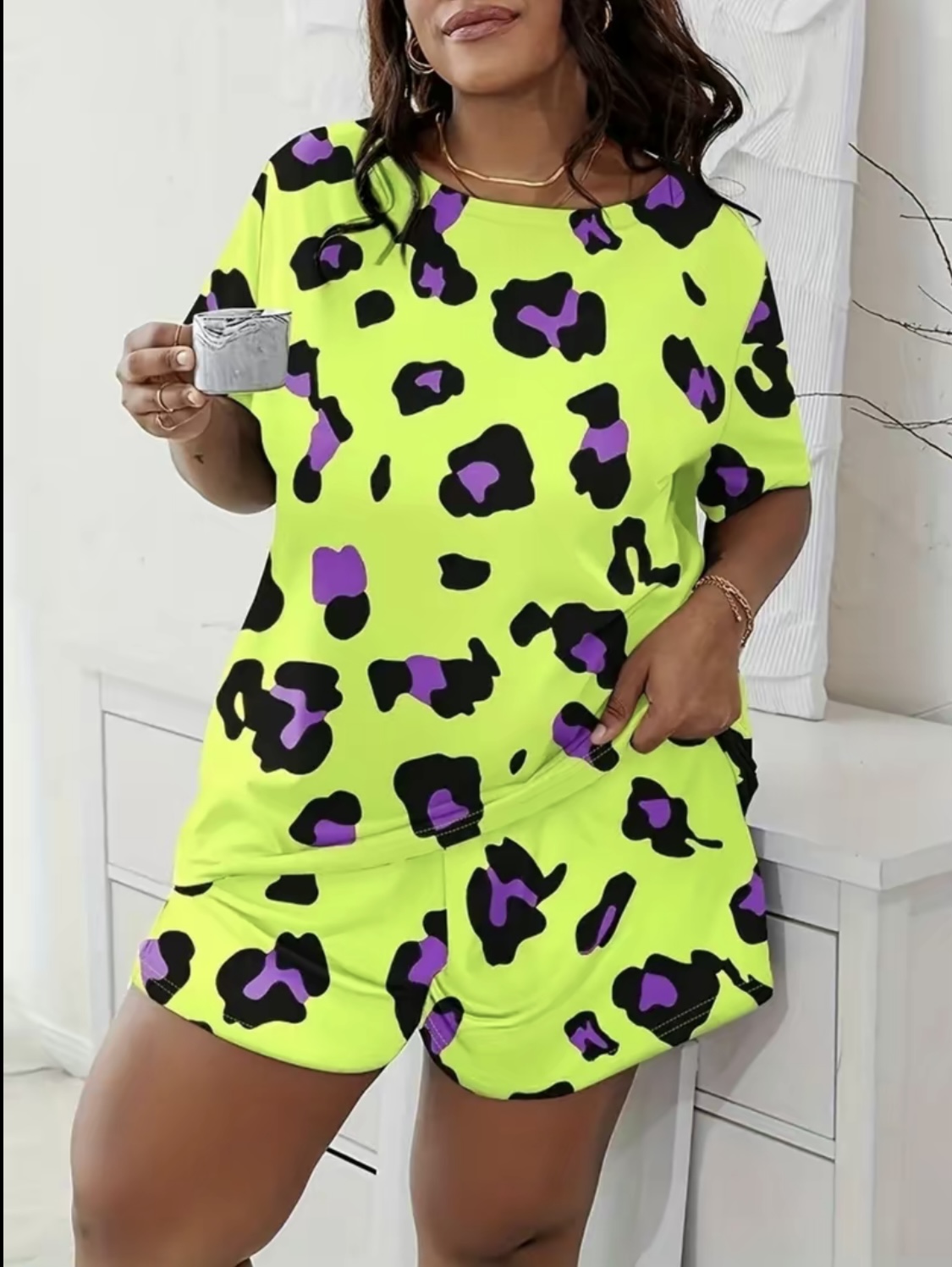 Neon Leopard Print Lounge Set