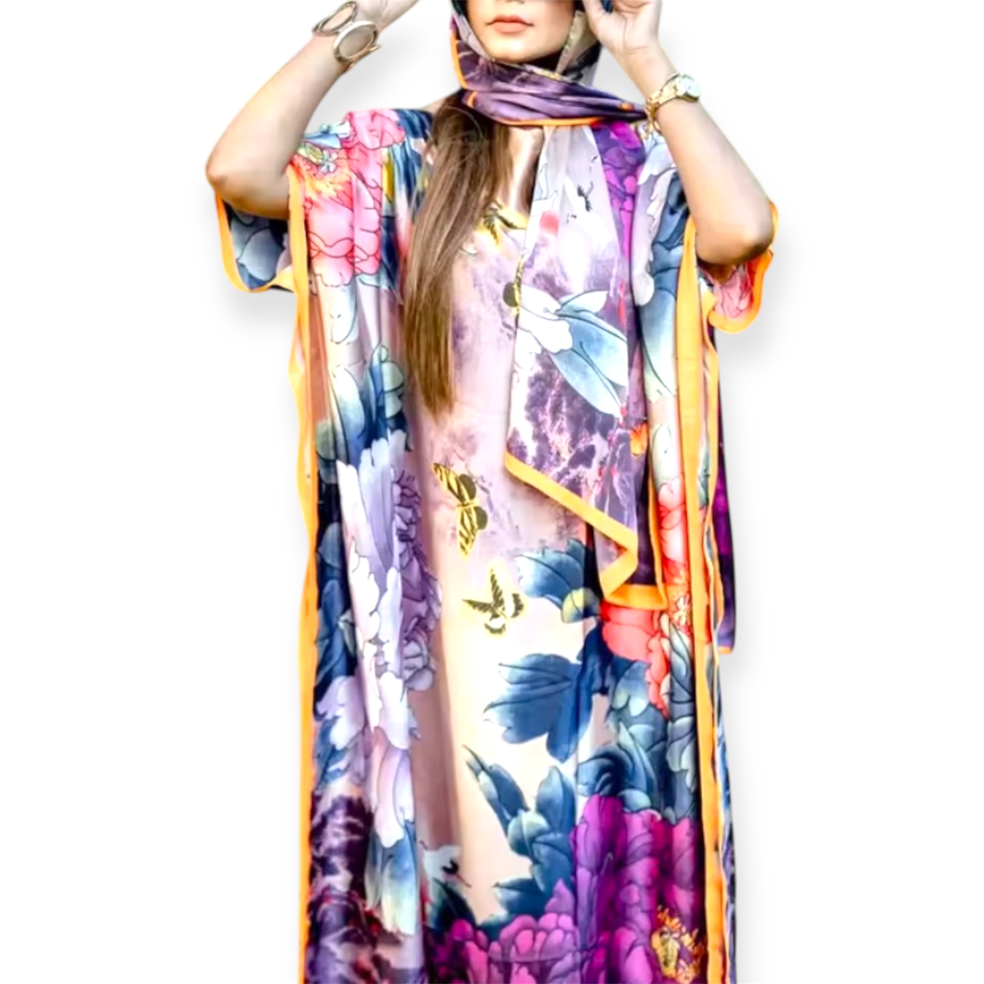Floral Print Kaftan Dress