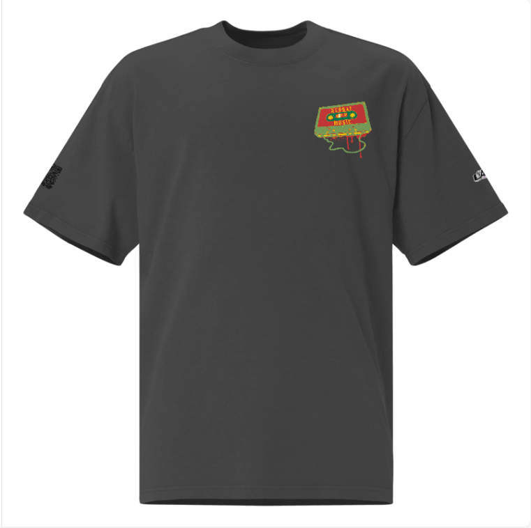 Reggae Music Embroidery Cassette Faded Collection unisex Oversized faded t-shirt
