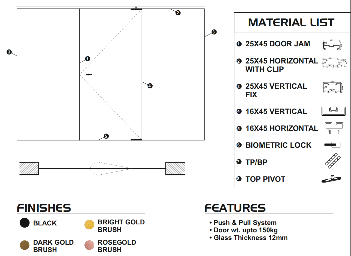 4525 Slim Profile with Pivot Door System 