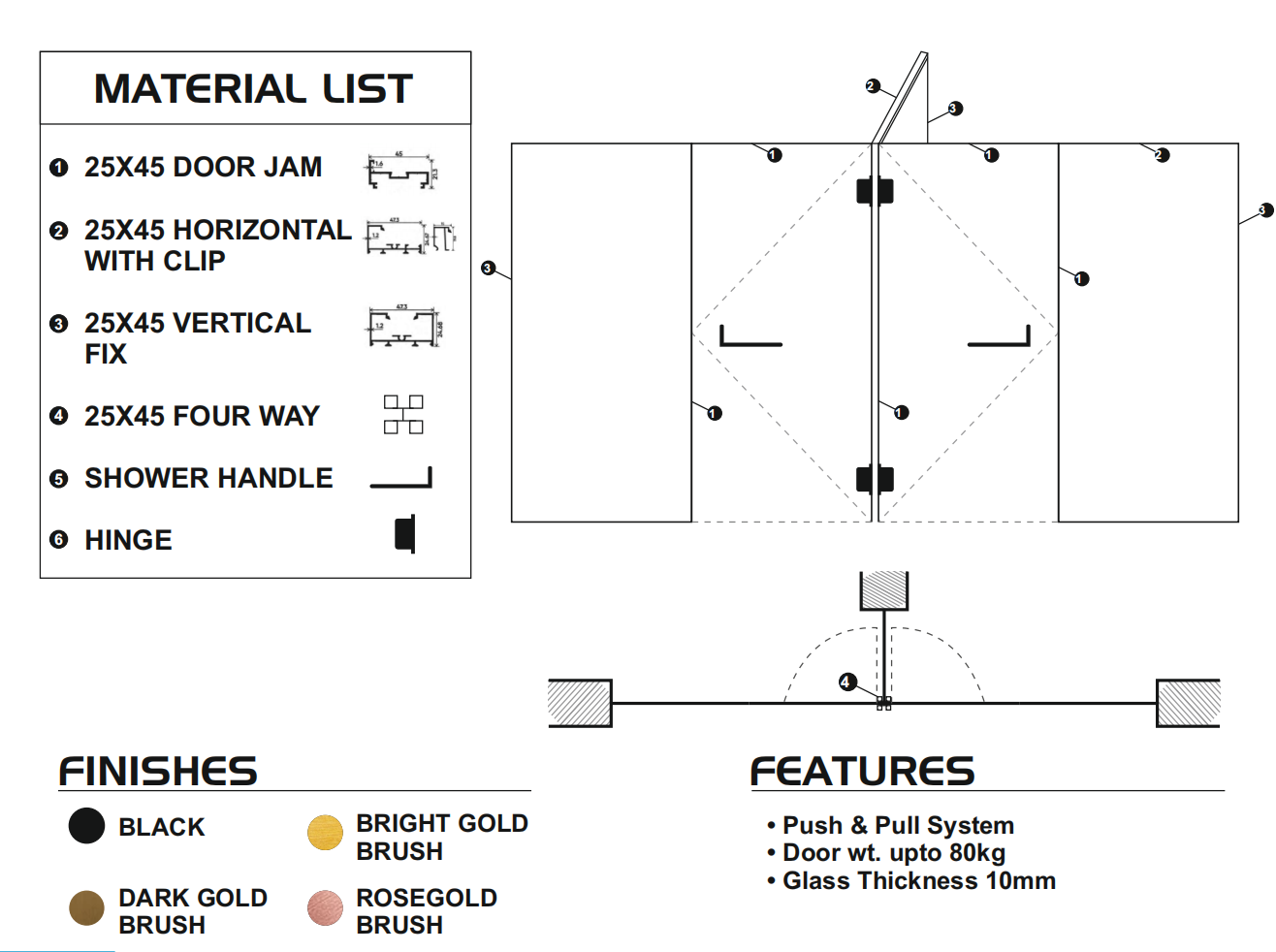 T Type Shower Partiton System
