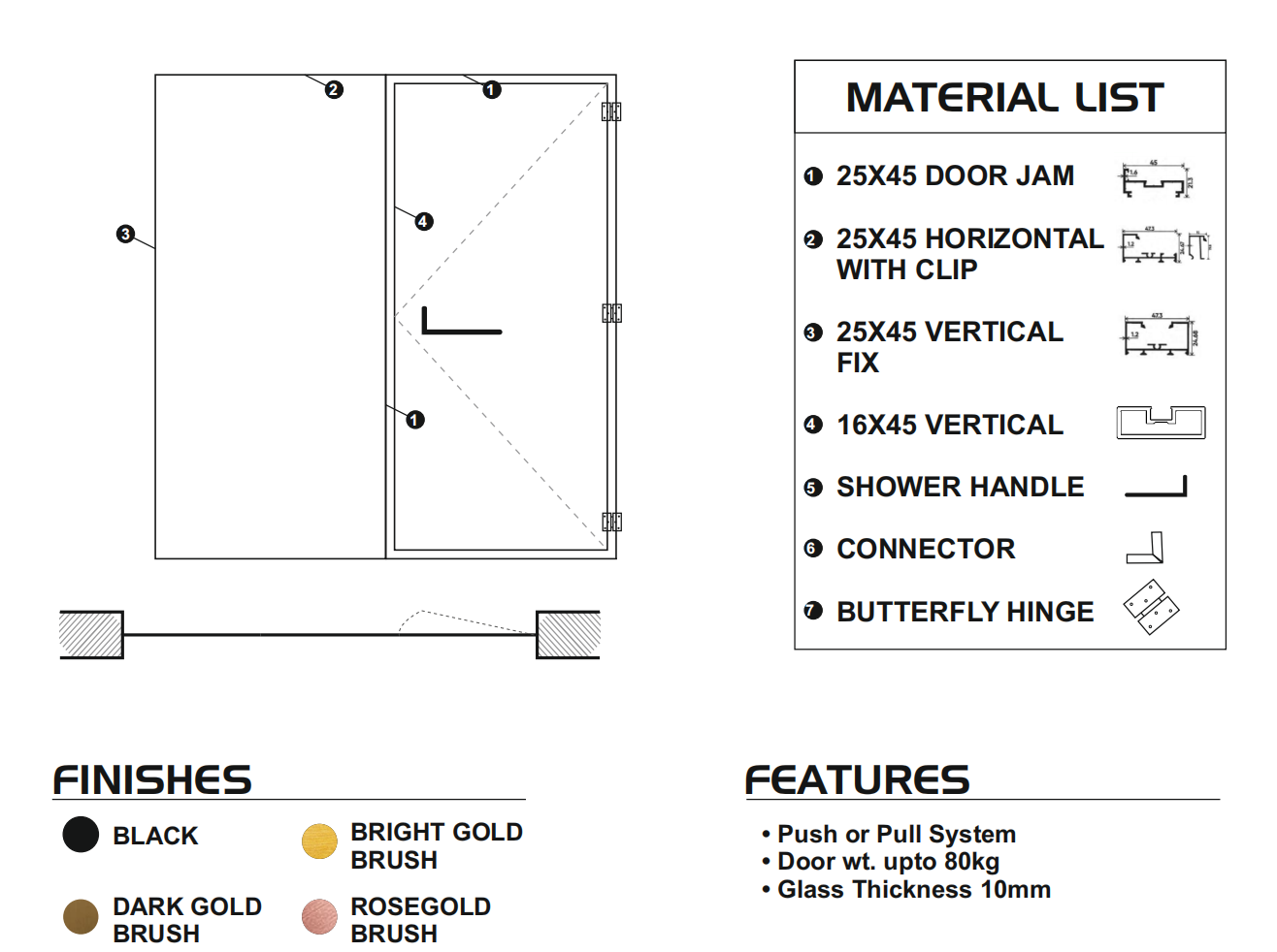 1+1 Framed Shower Partition