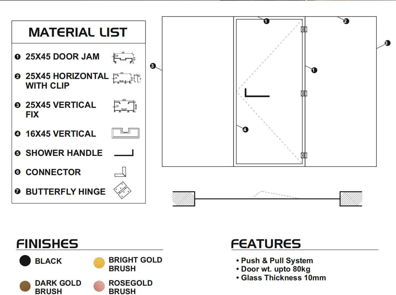 2+1 Framed Shower Partition