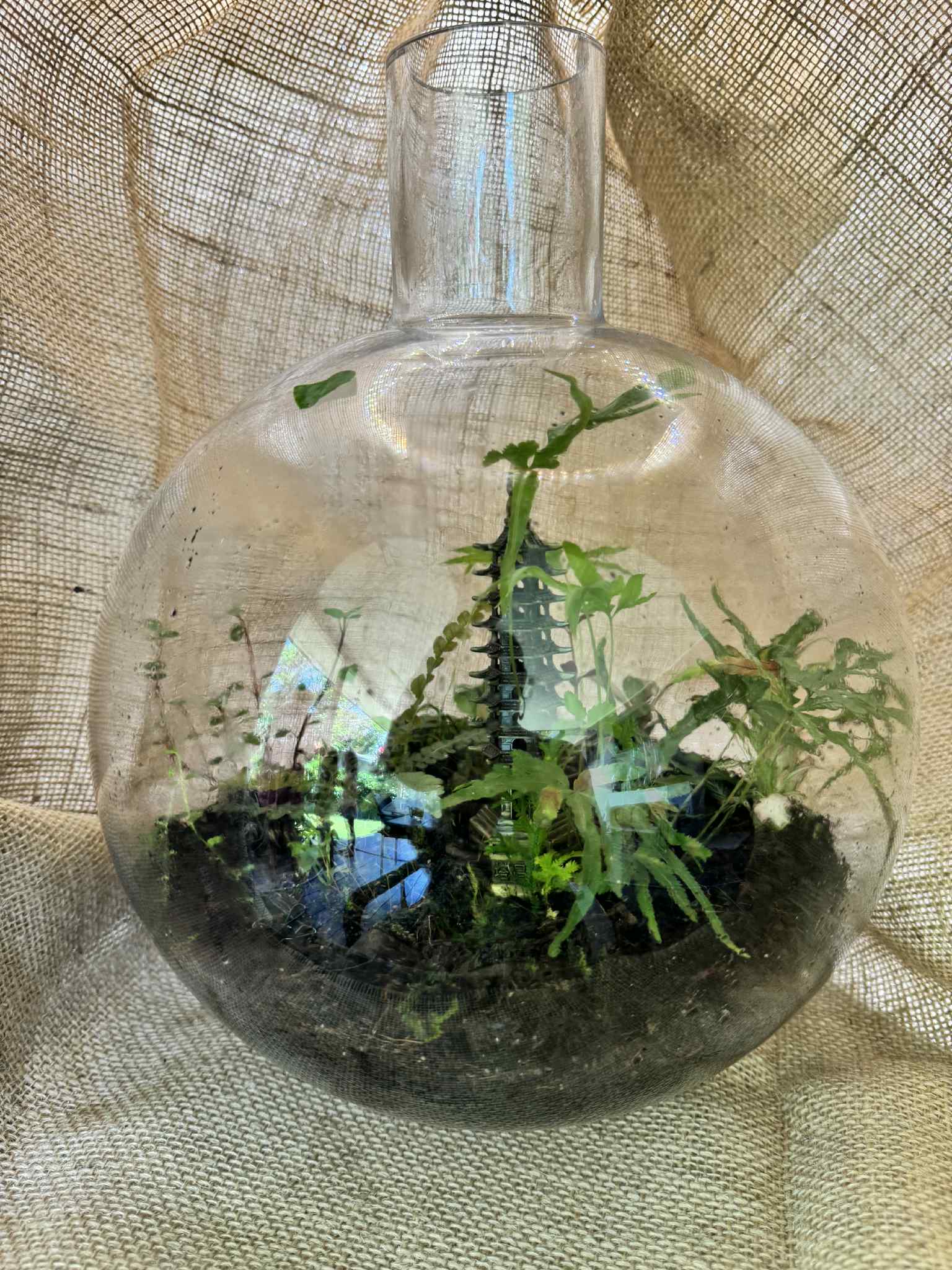 Glass Terrarium with Golden Temple