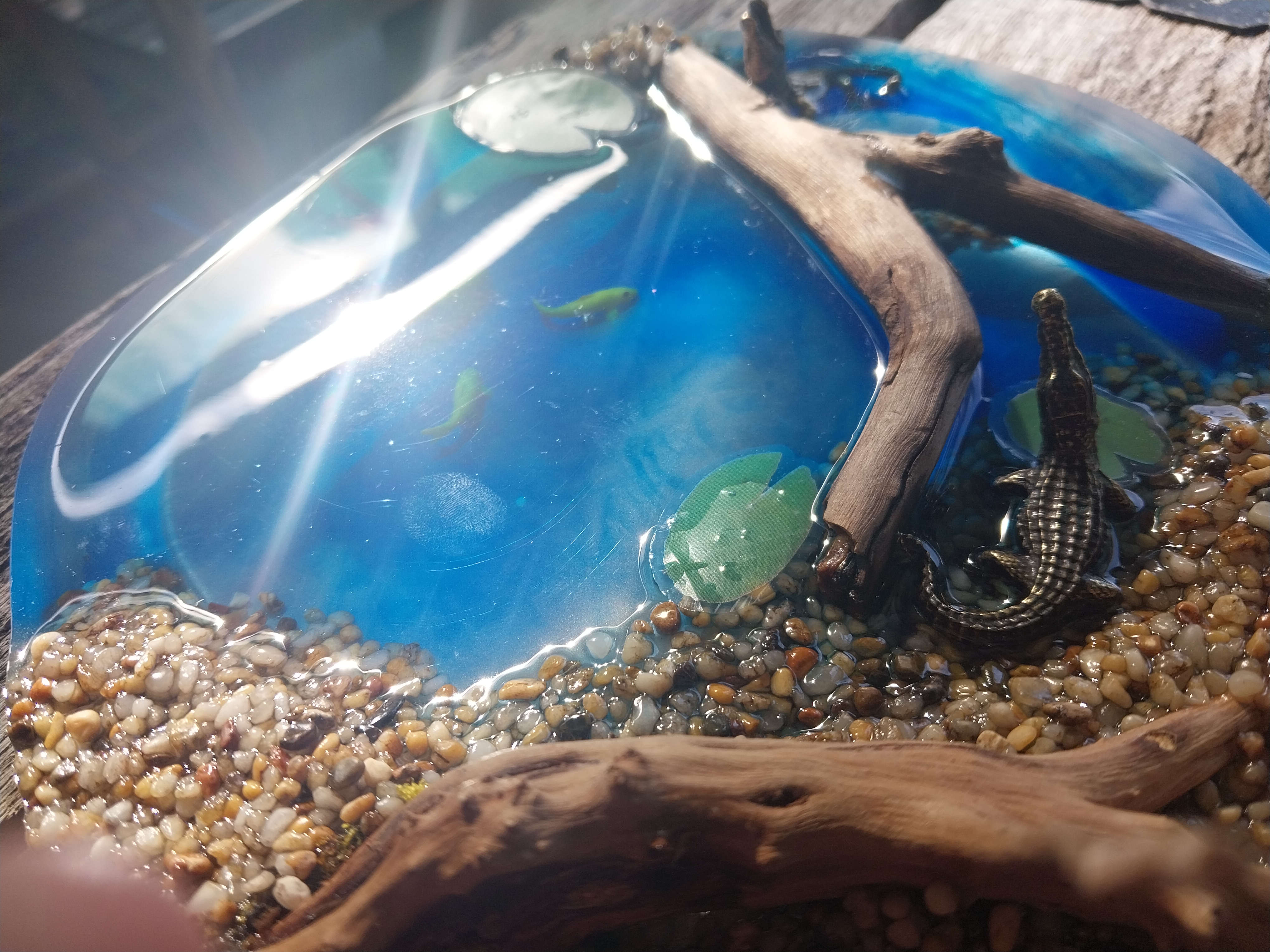 Decorative crocodile pond feature