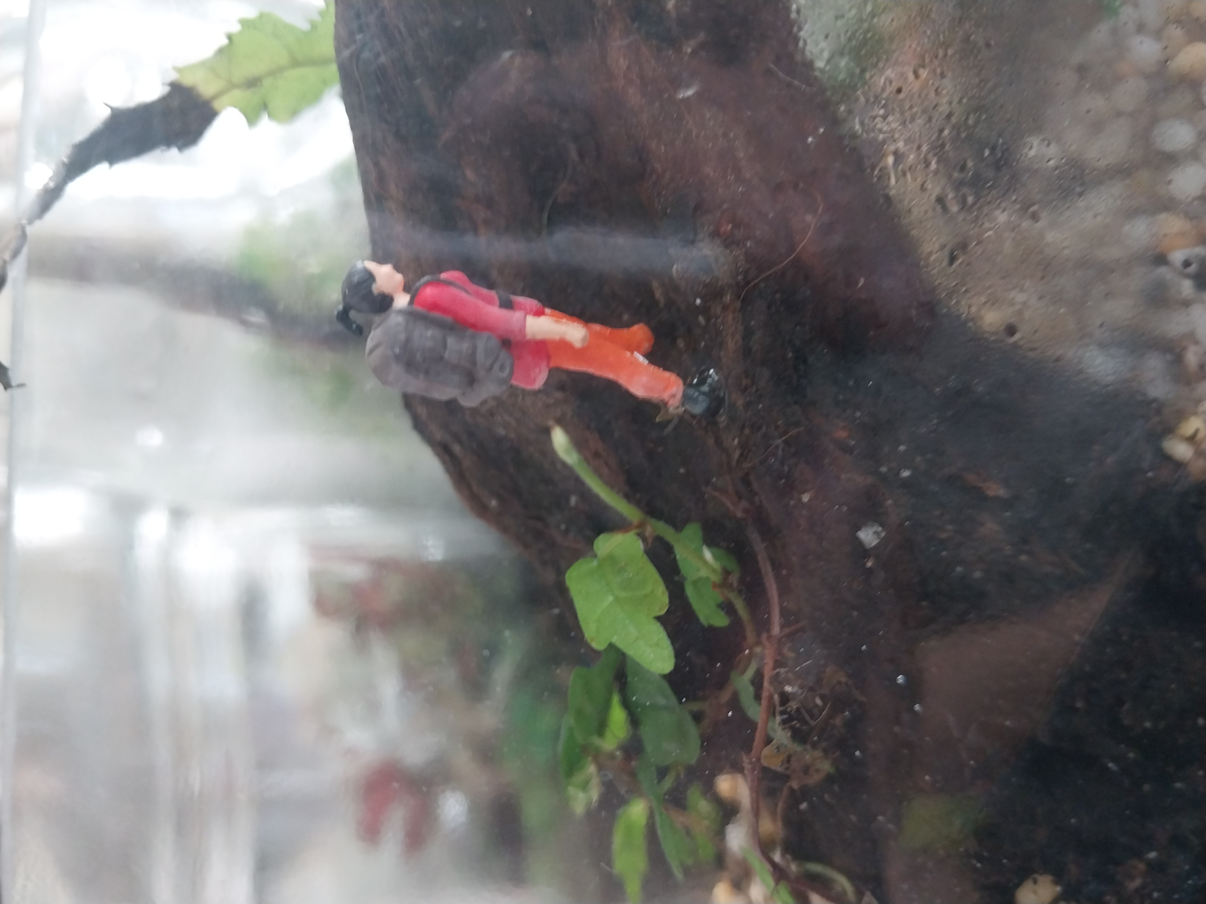 Glass Terrarium with Miniature Hiker