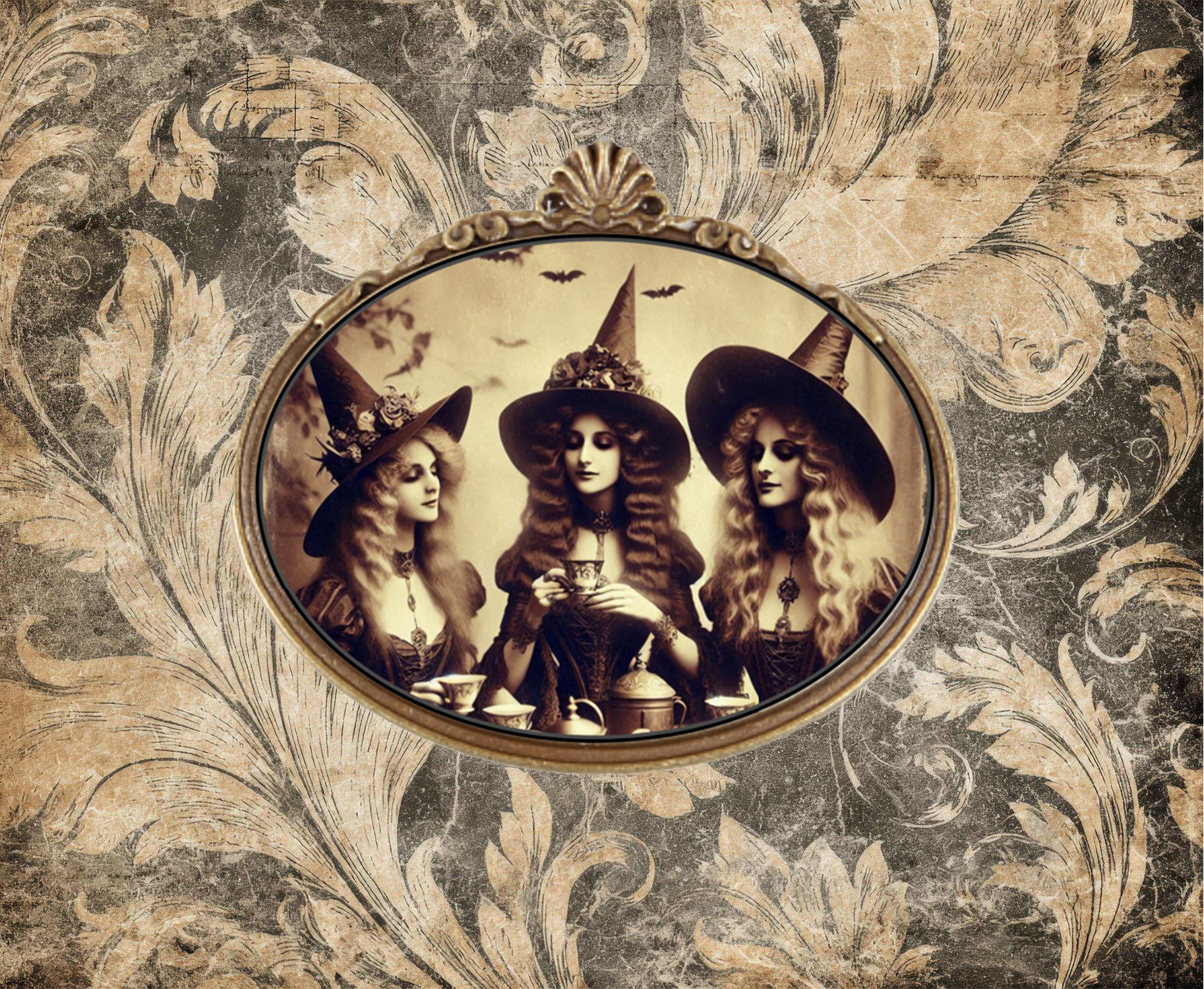 Vintage Witch Portrait Brooch