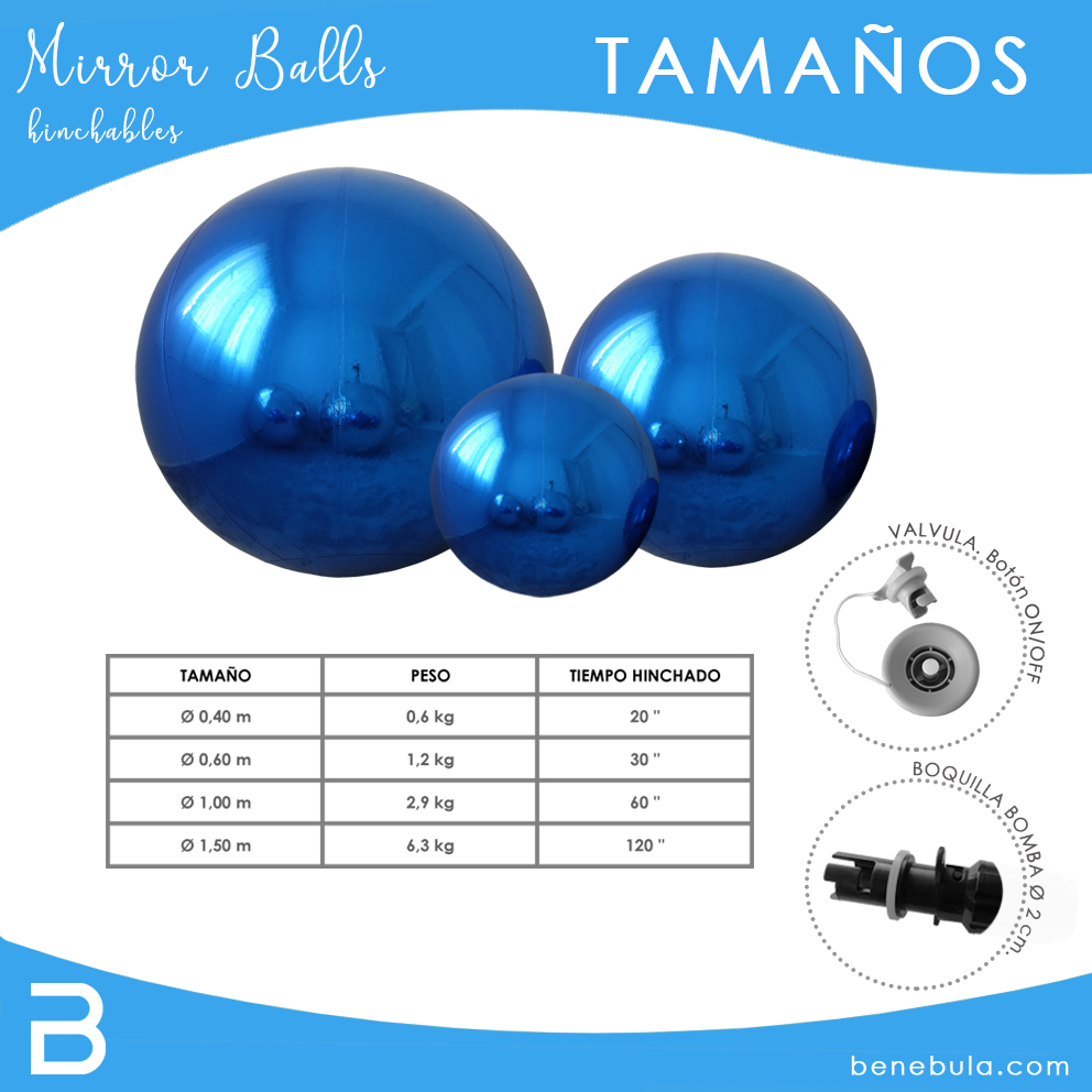 MIRROR BALL 1,5M AZUL