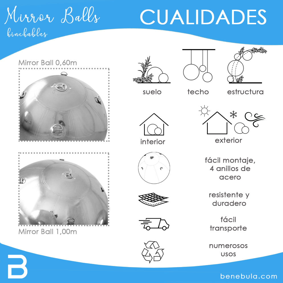 MIRROR BALL 1,5M AZUL