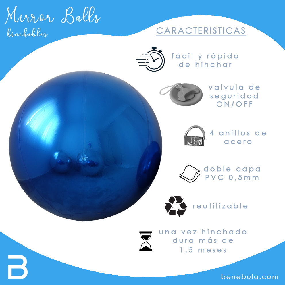 MIRROR BALL 1,5M AZUL