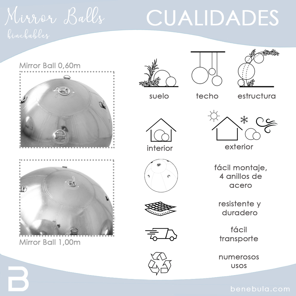 MIRROR BALL 1,5m PLATA