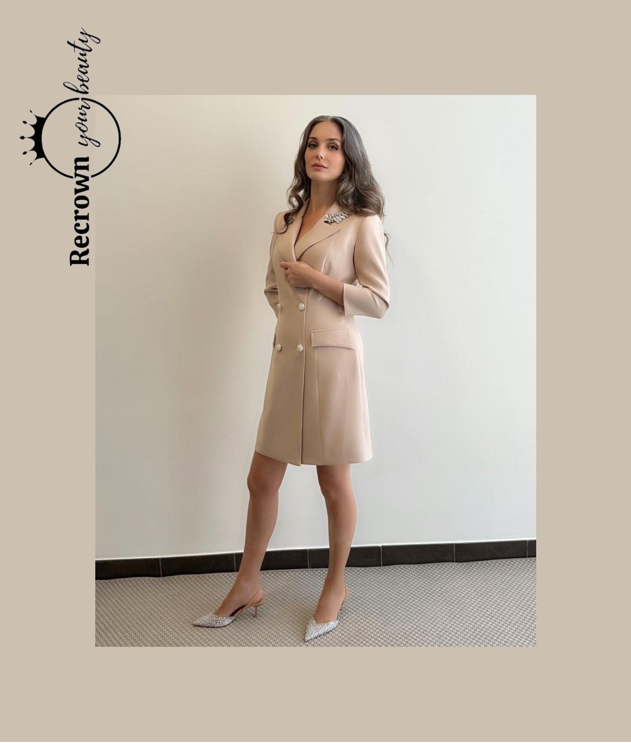 Beige Blazer Dress