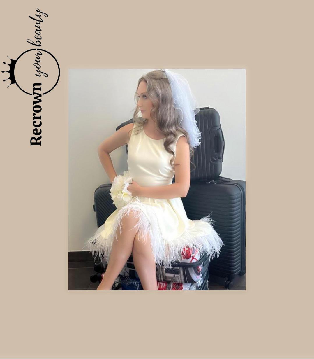 Elegant Feather Hem Dress