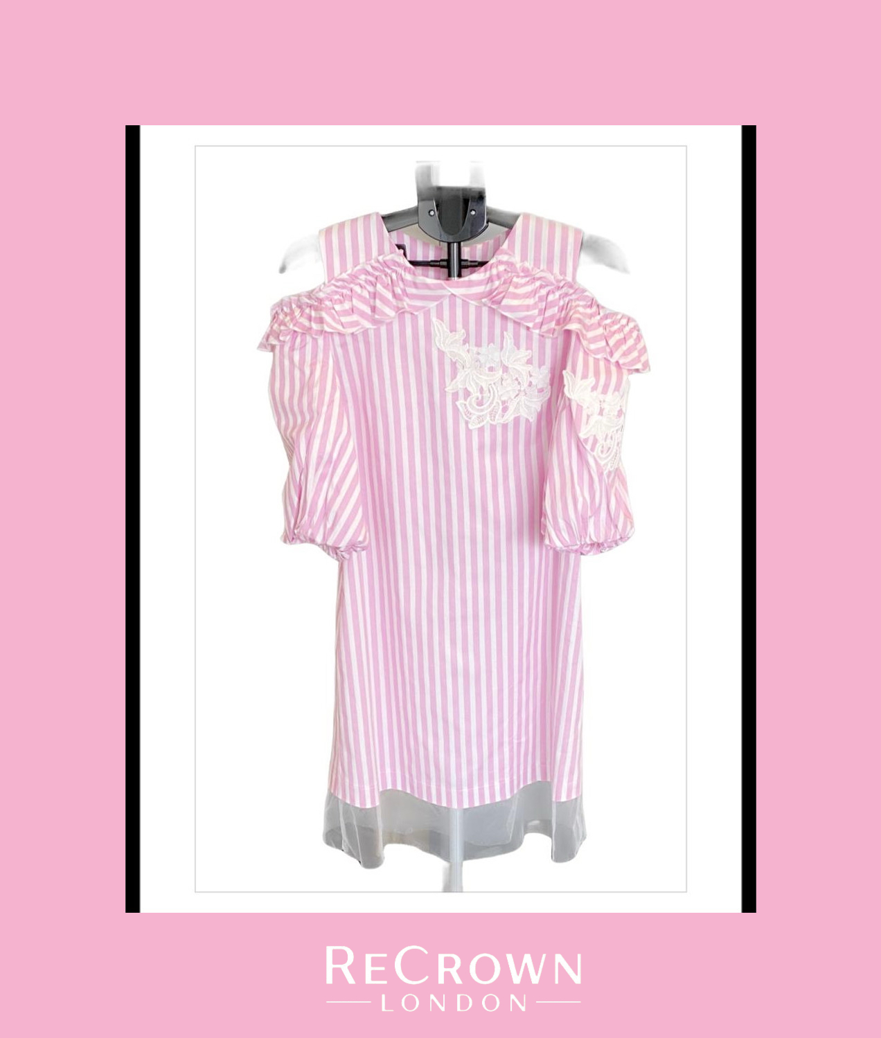 Pink Striped Off-Shoulder Dress