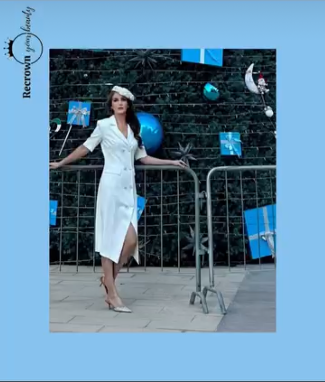 ReCrown London White Double-Breasted Midi Dress