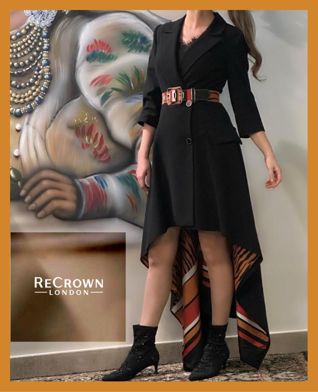 Asymmetrical Black Trench Dress