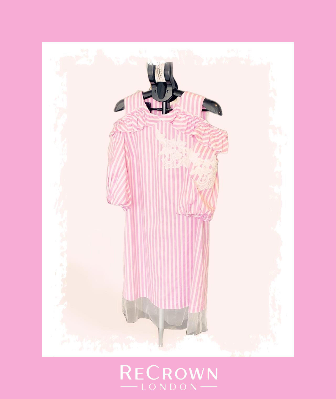 Pink Striped Off-Shoulder Dress