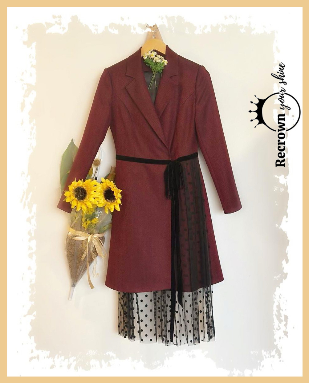 Burgundy Blazer Coat Dress