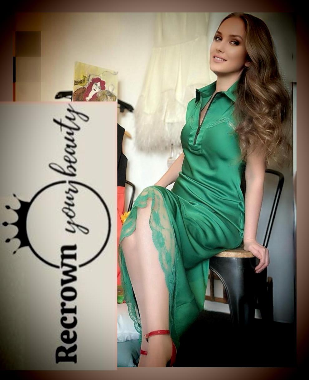 Green Satin Midi Dress