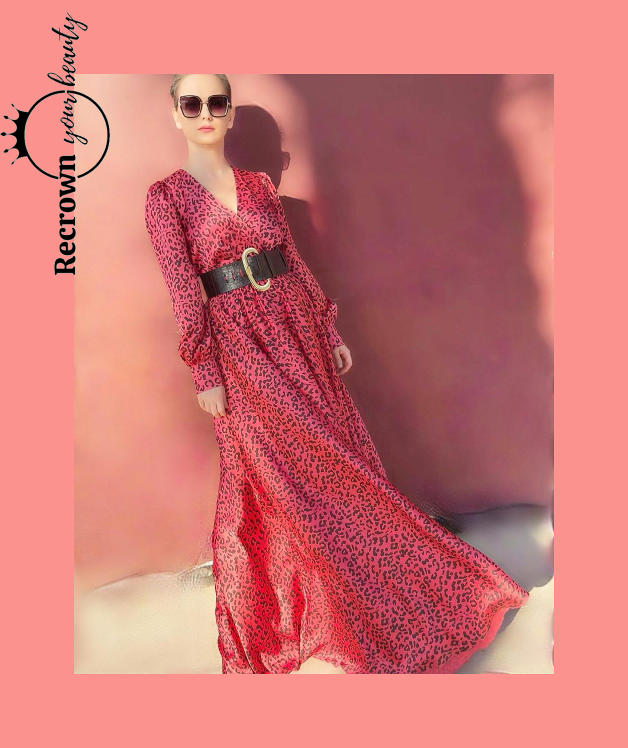 Pink Leopard Print Maxi Dress